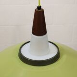 Opal glass and green aluminium shade vintage lamp by Voss Belysning - Denmark