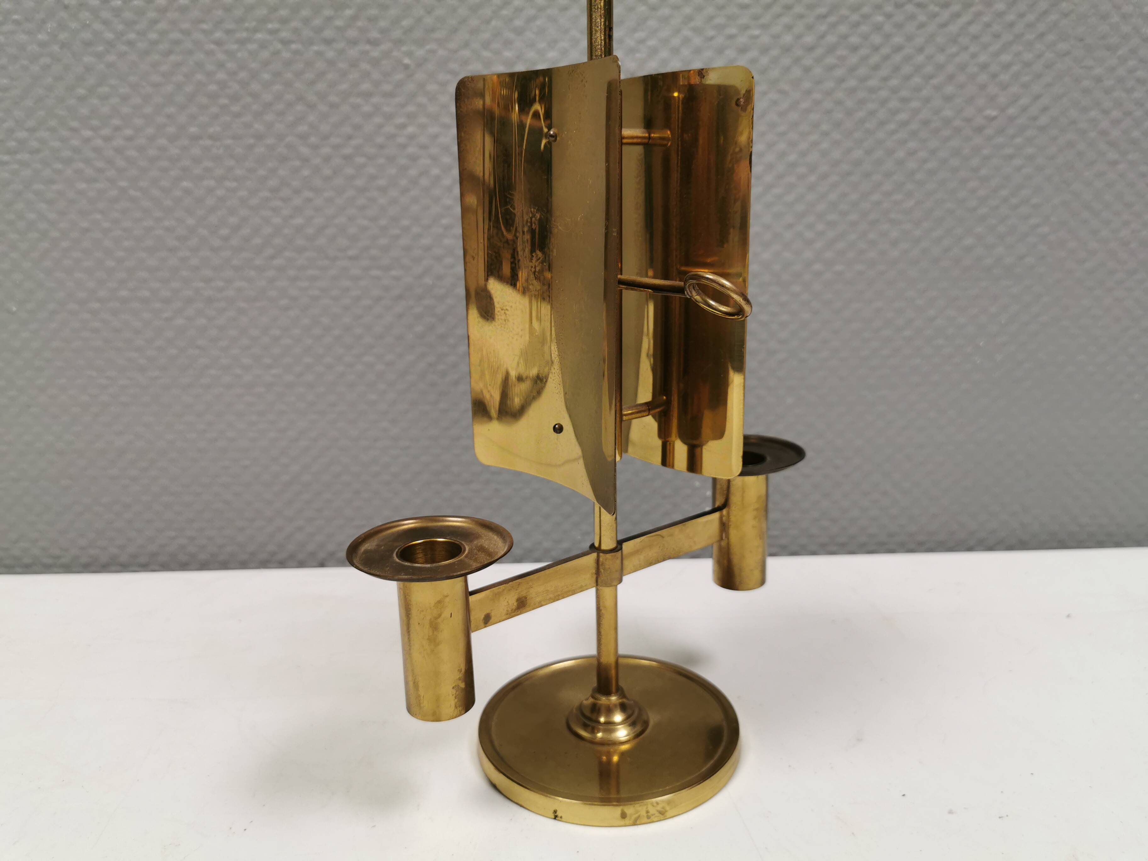 Danish double candle holder in solid brass 1960-70s.