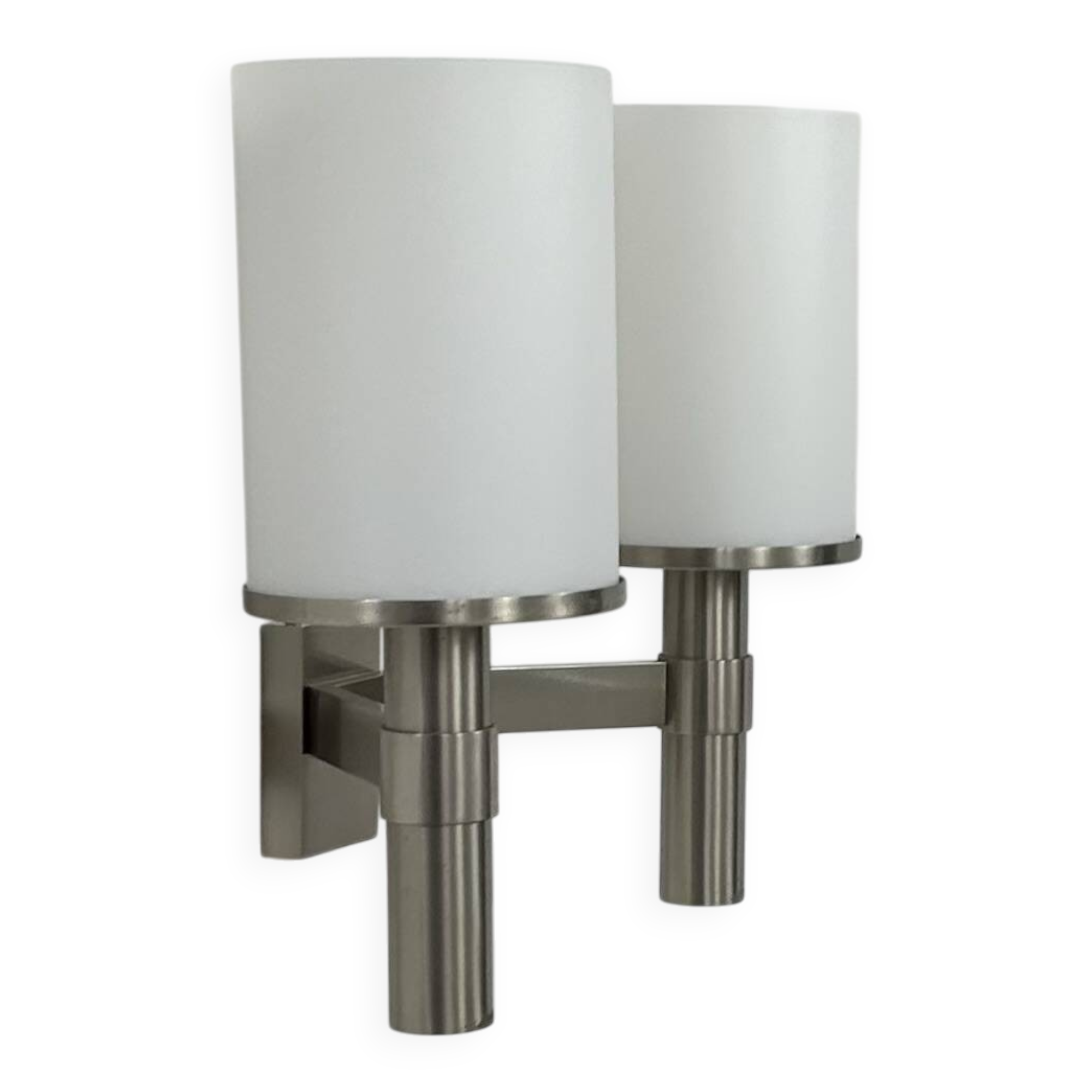 Perzel double wall light model 1141, metal and opaline, France, 1960.
