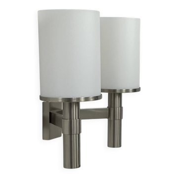 Perzel double wall light model 1141, metal and opaline, France, 1960.