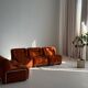 Modular Sofa Incorporated Coffee Table Burnt Orange Velvet