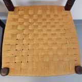 Pair of vintage Arts & Crafts chairs in the style of Antonio Calligaris in oak wood and rope from the 1970s.