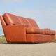 Space age sofa. Tan leather. Circa 1970