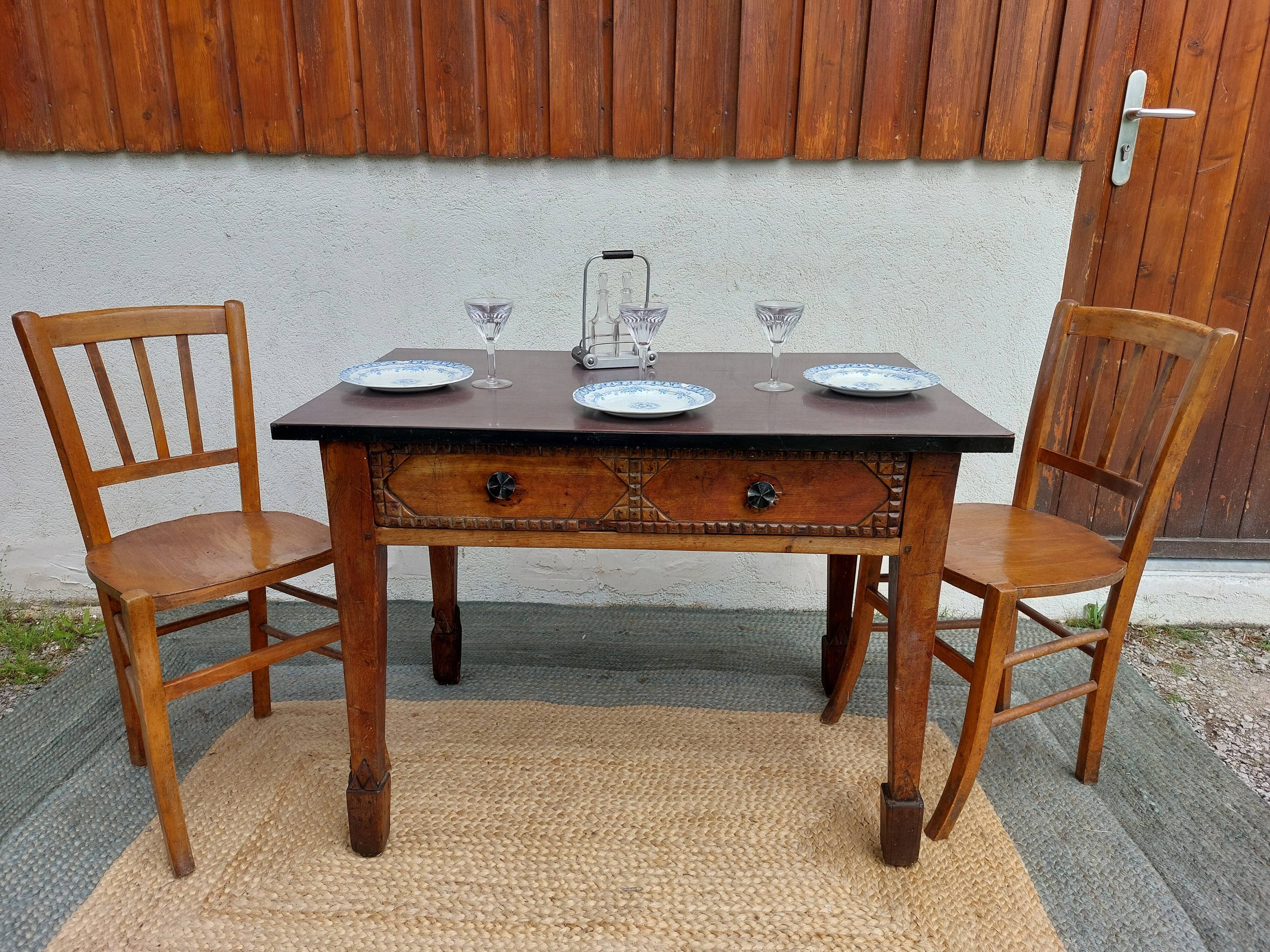 brutalist wooden table