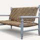 Vintage bench in braided rope and painted wood, 1950s-60s.