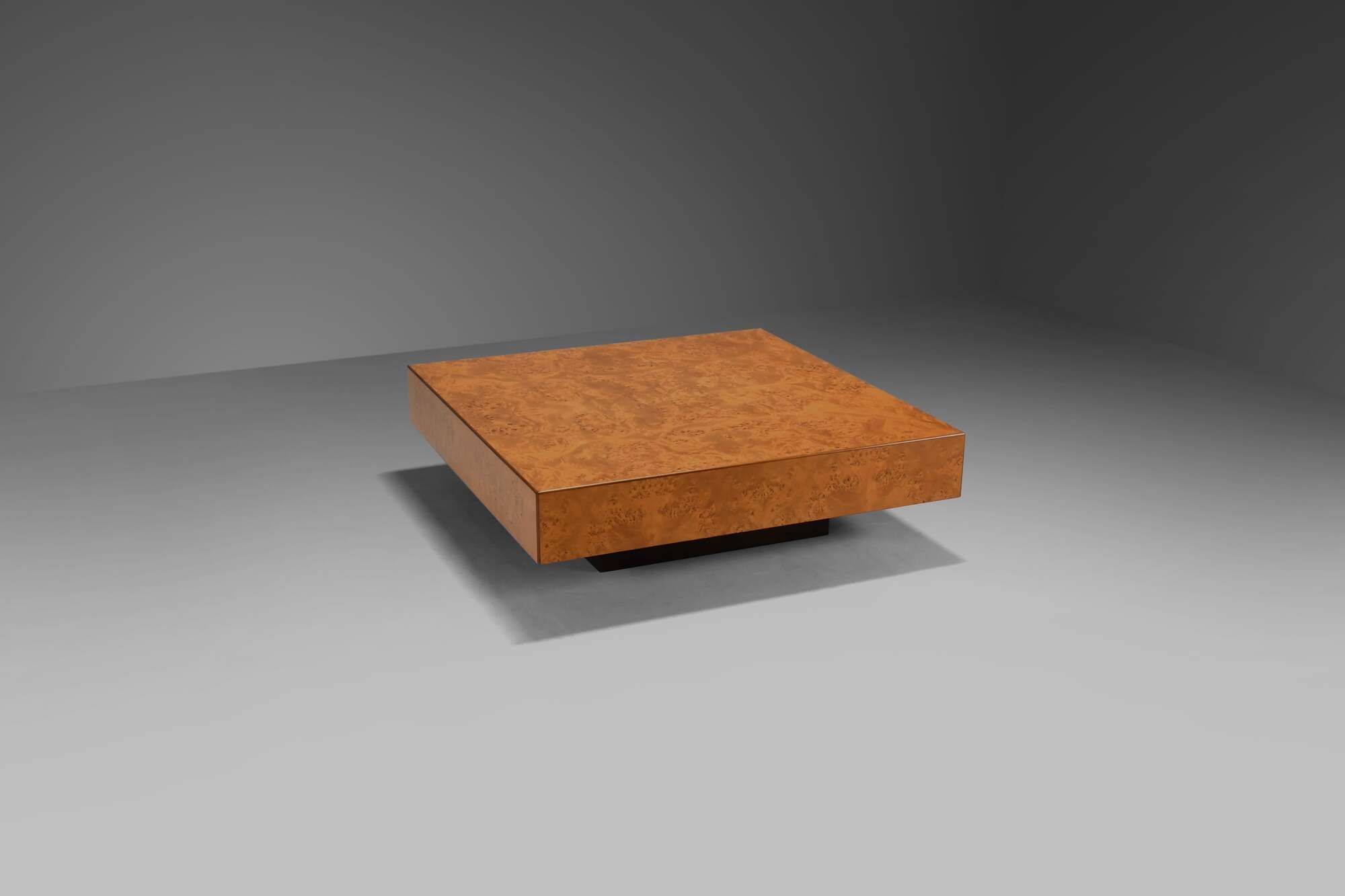Large burl wood coffee table from the 1970s in the style of Willy Rizzo and Milo Baughman.