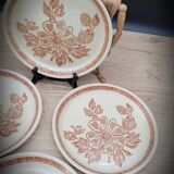 Set 6 assiettes plates grès fleuries