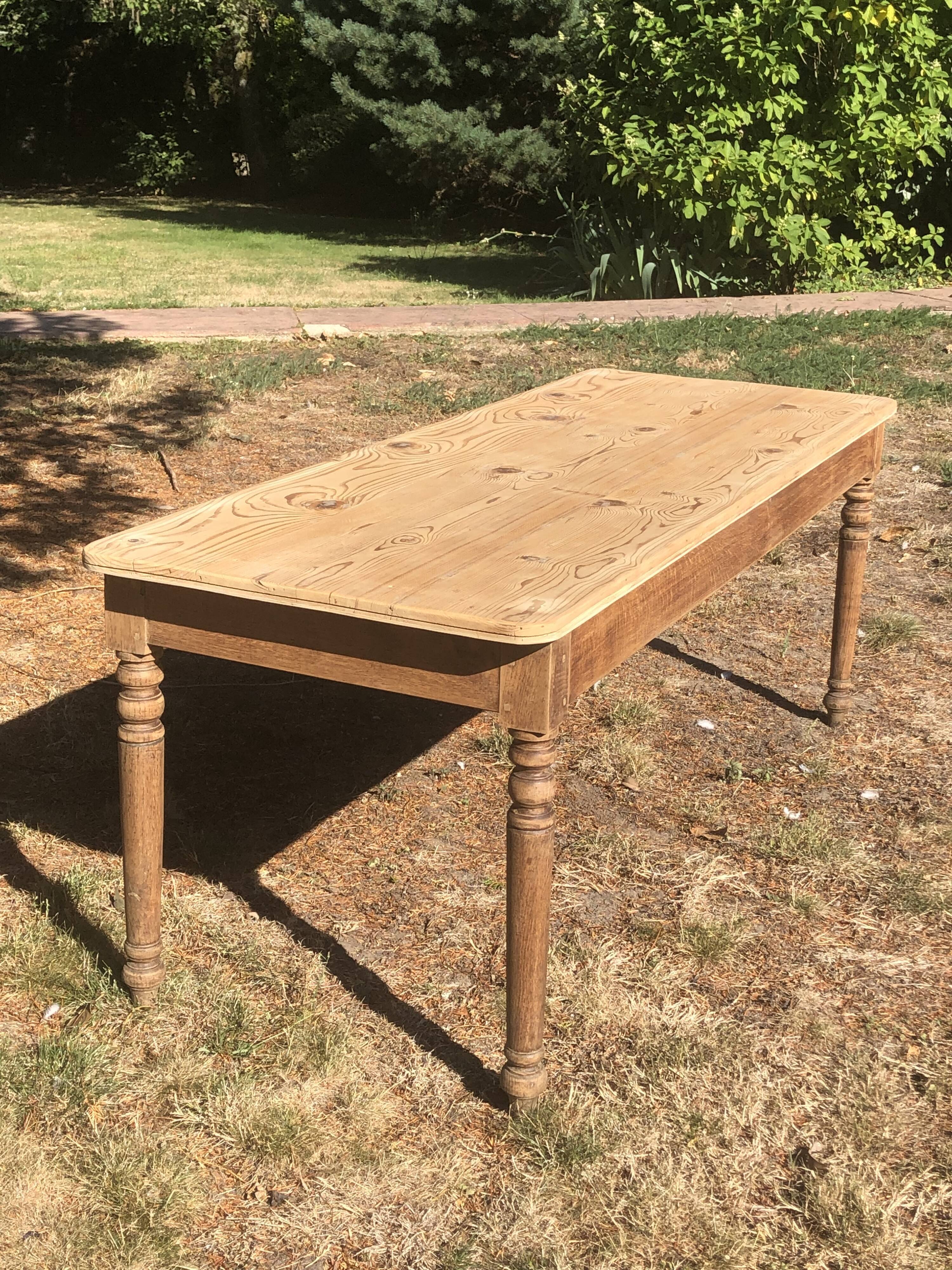 Farmhouse table made of natural wood