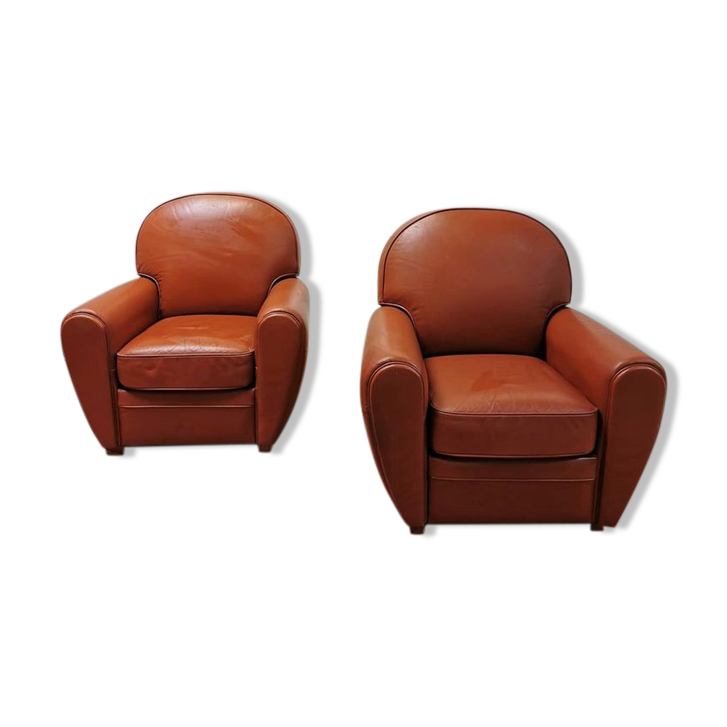 Paire de fauteuils Club cuir