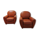 Paire de fauteuils Club cuir