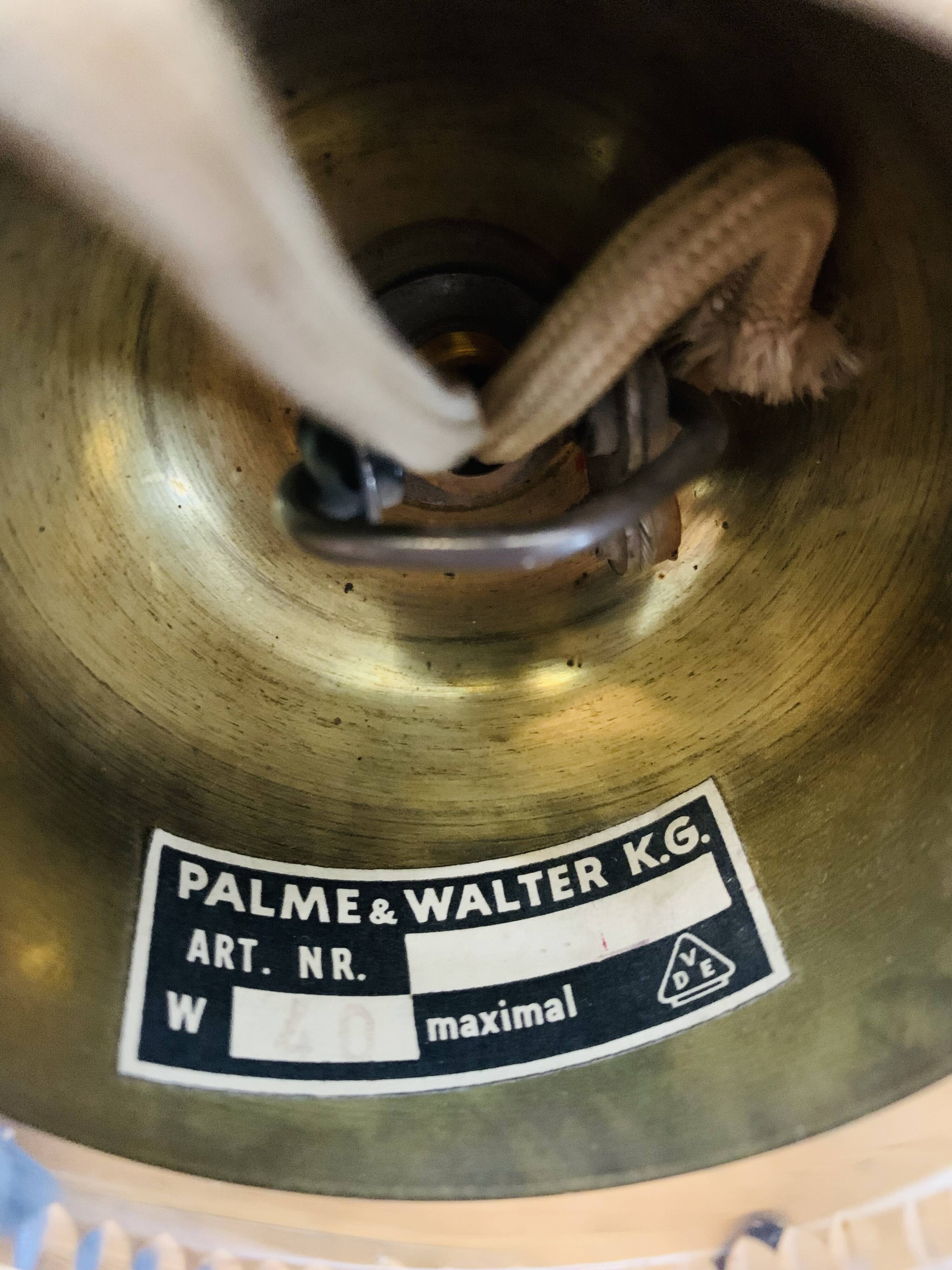 Palme & Walter chandelier, crystal and brass pendants, 1970s