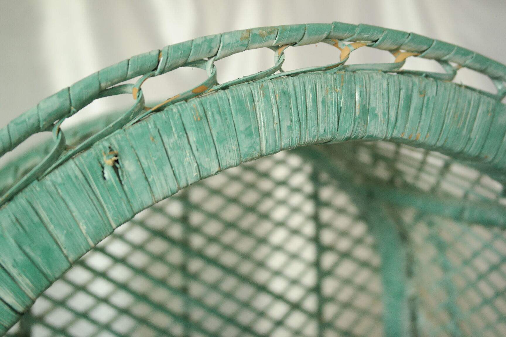 Vintage mint green wicker bookcase