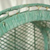 Vintage mint green wicker bookcase