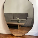 Organic irregular trapezoid mirror minimalist black brass 90x140cm