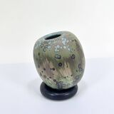 Glazed ceramic art vase with standing ceramic ring by Hanne Wydra-Jantz, Germany 1980