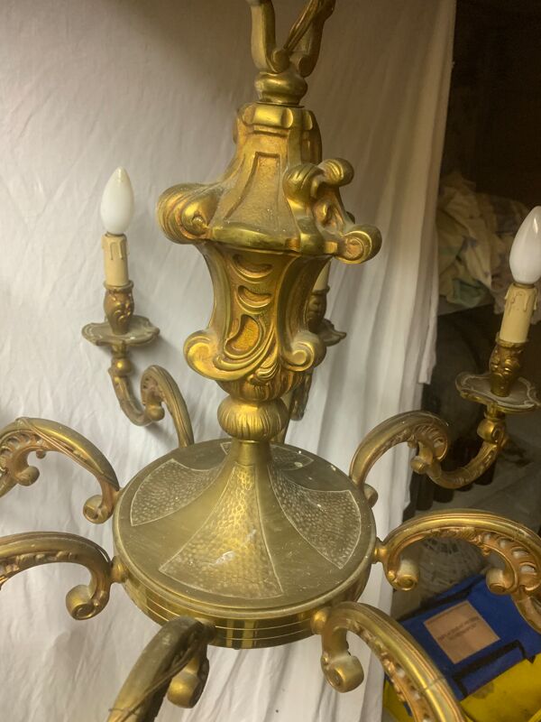 Lustre en bronze plein 8 branches