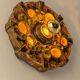 Sputnik wall lamp in brown and orange ceramic, Germany, 1970s.