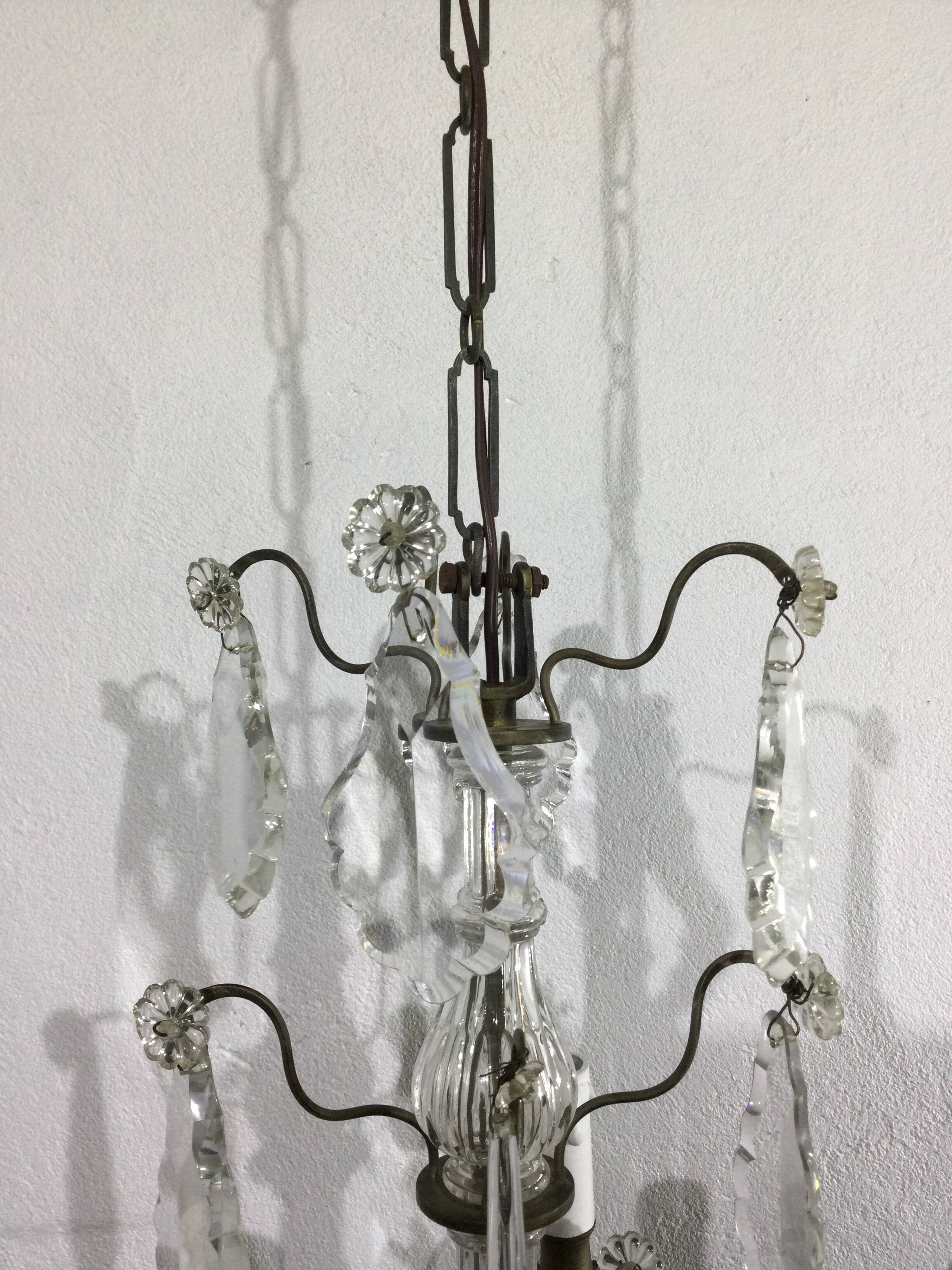 Chandelier 4 Lights Crystal And White Bronze