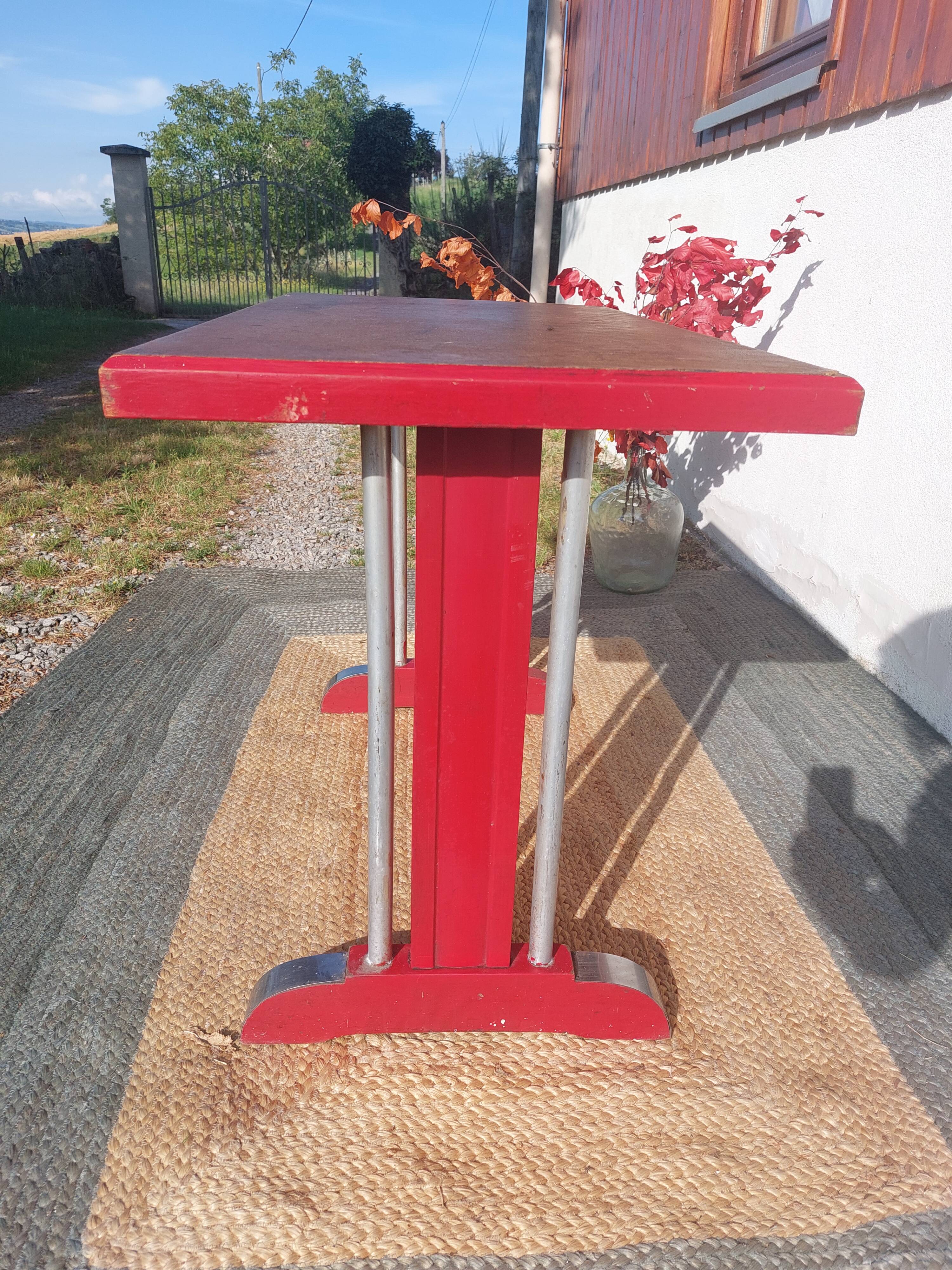 bistro table, wood and aluminium