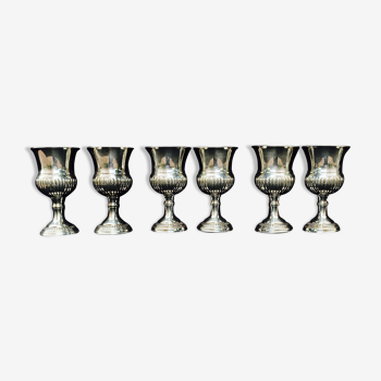 Set de 6 verres à vin- coupe en metal argenté