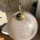 Vintage suspension in frosted pink glass with pearl pendants.