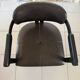 Set of 2 black leather and metal armchairs