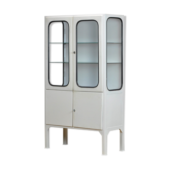 Vintage Glass And Iron Medical Cabinet, 1970s