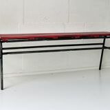 Red industrial pine bench, 1970s