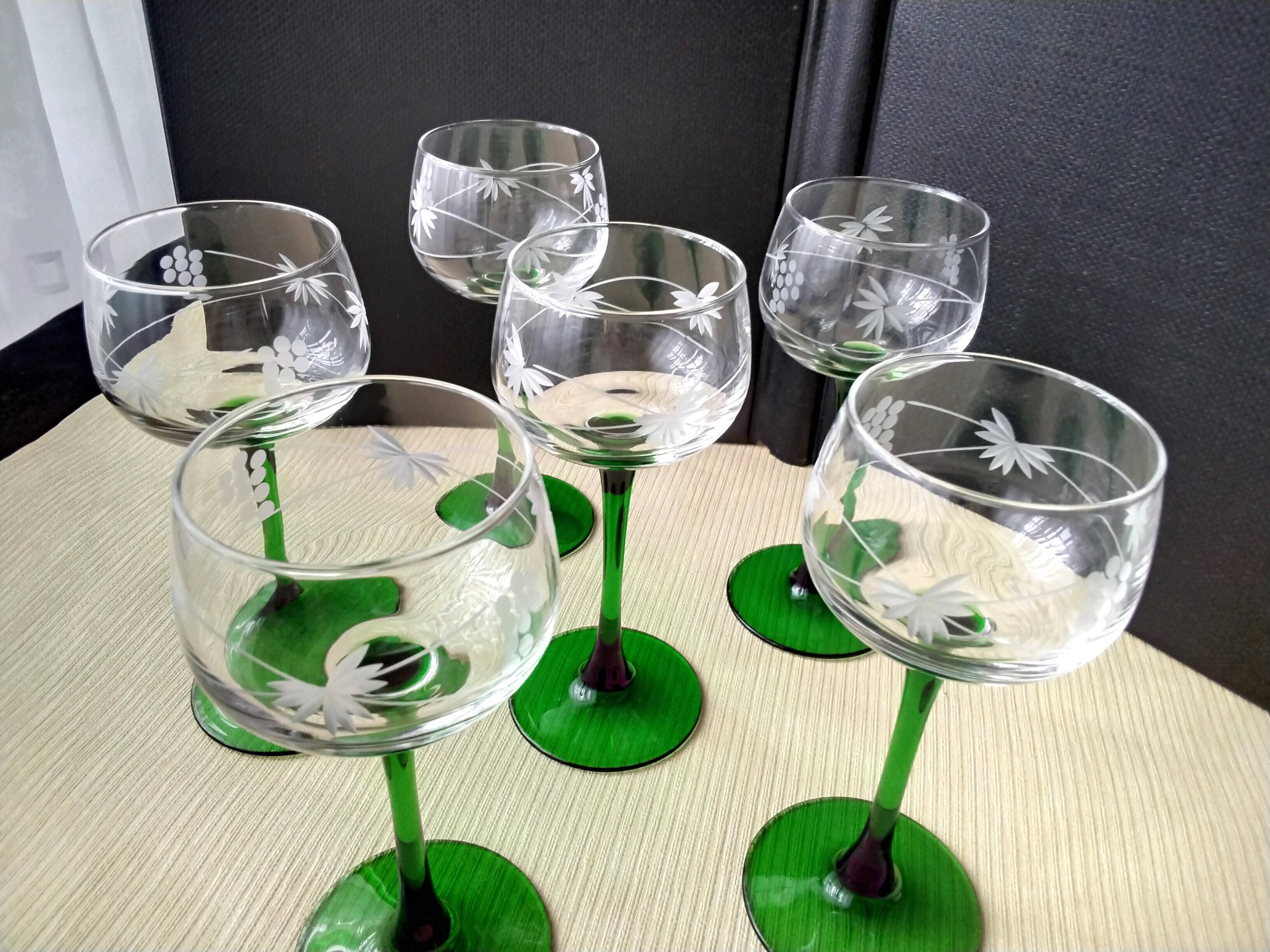 6 Verres à vin blanc d'Alsace Décor gravé Luminarc