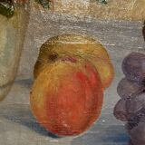 Tableau ancien, Nature morte ou roses et fruits début XX siècle