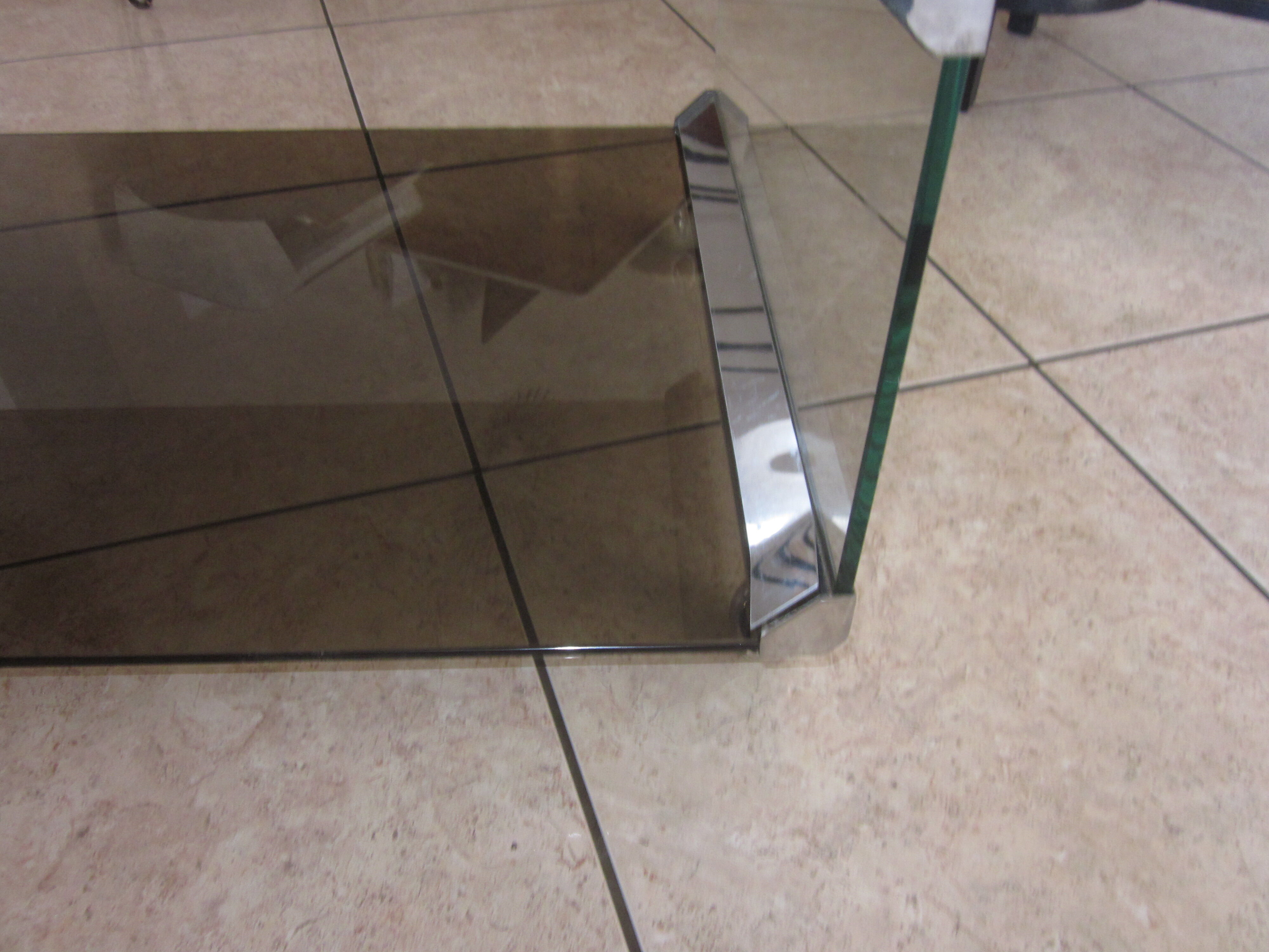 70's coffee table in smoked glass