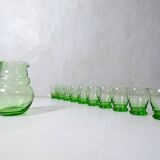 ancien service 10 verres à eau et carafe en verre soufflé