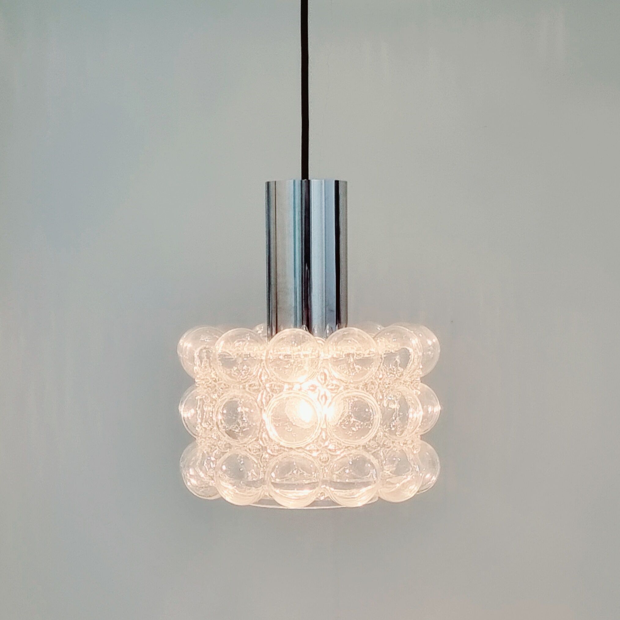 Mid-century modern bubble glass pendant/ceiling lamp by helena tynell for limburg, germany, 1960s