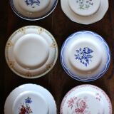 6 mismatched flat plates Fontanges Marsac Longwy Digoin