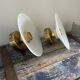 Pair of vintage white opaline wall lamps electrified to nine