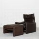 Leather Maralunga Lounge Chair and Ottoman by Vico Magistretti for Cassina