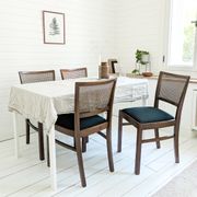 Lot de 4 chaises vintage en bois, cannage viennois et assise noire