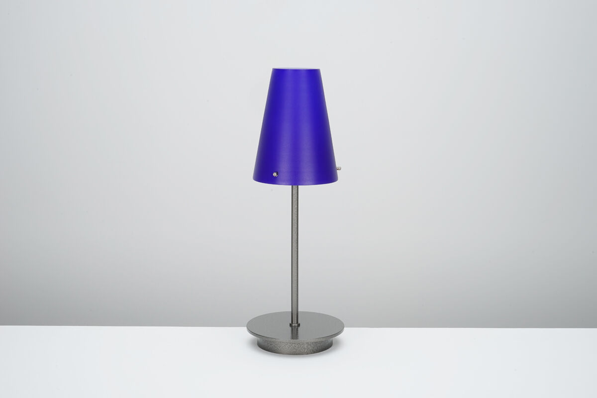 Pair of postmodern lamps in glass and metal circa 1980