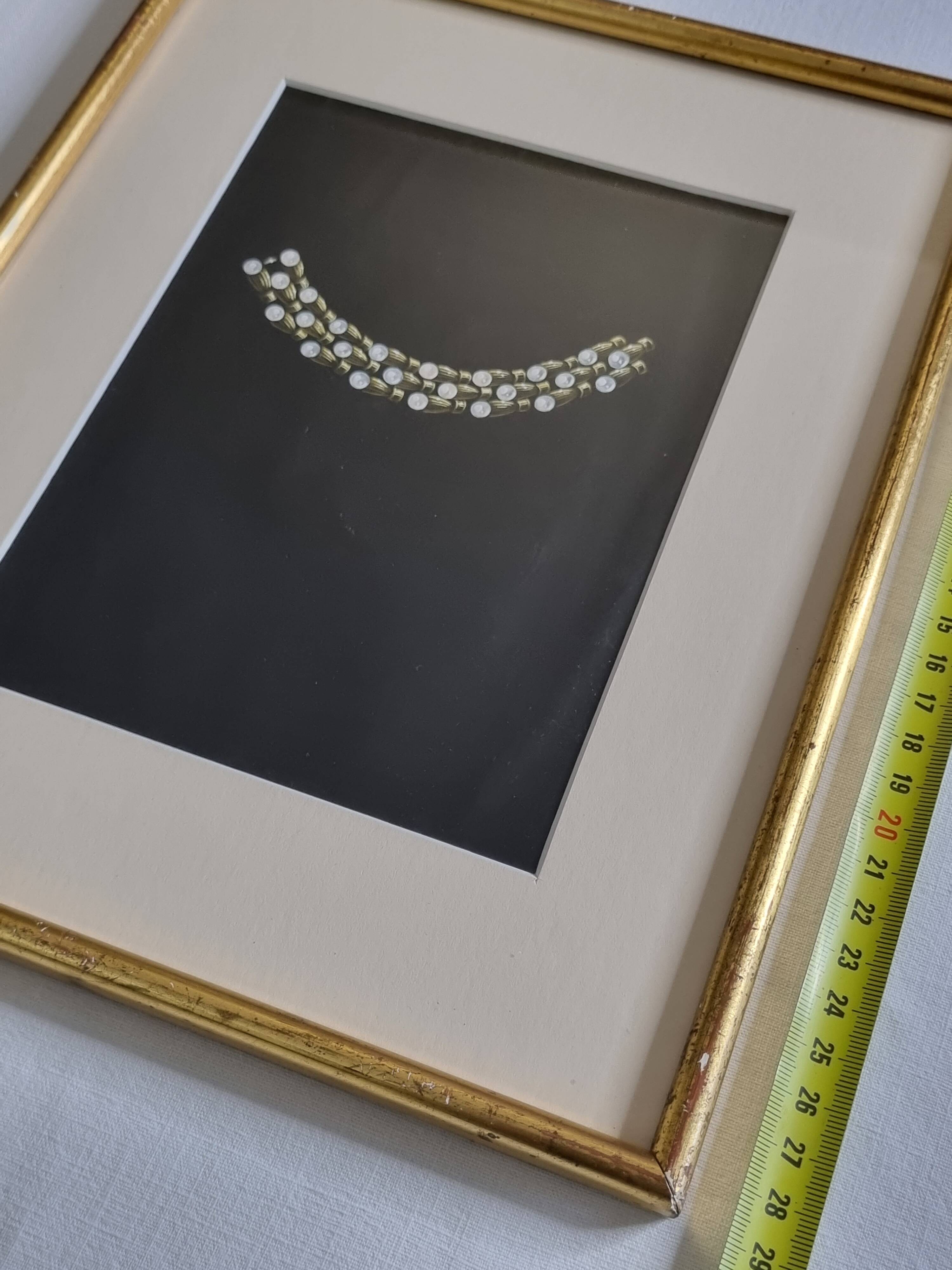 Original 1930s Gouache – Prototype of a Pearl Necklace by a New York Jeweler