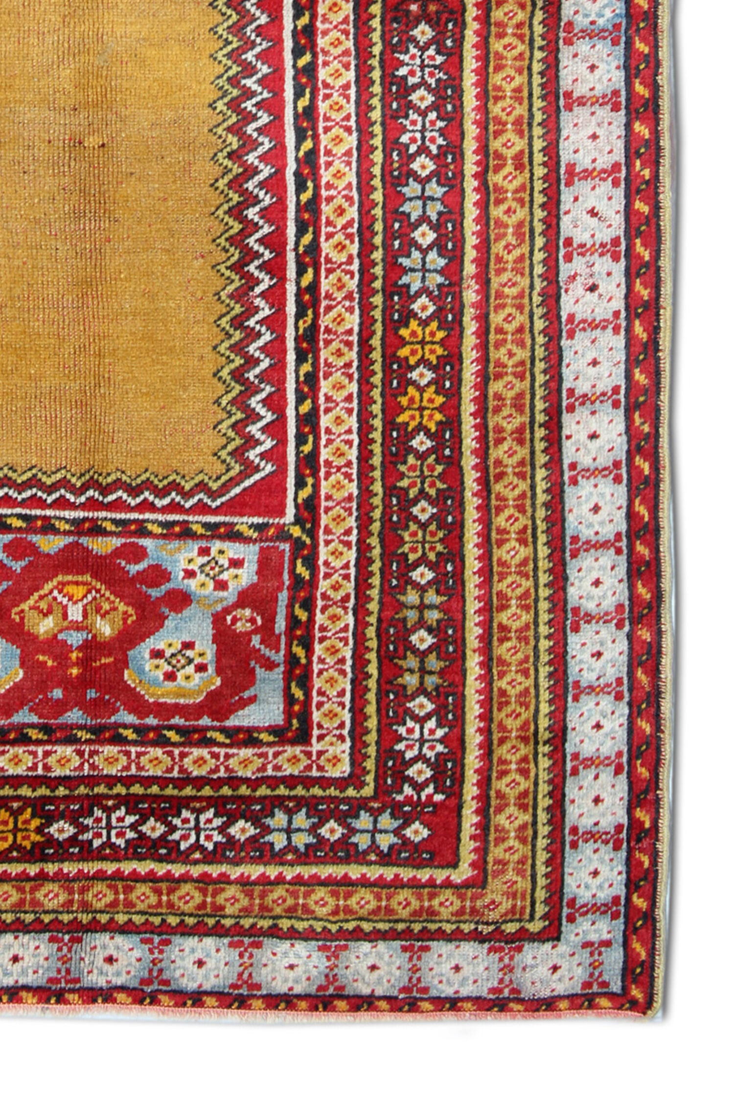 Yellow Red Wool Turkish Carpet Handmade Oriental Anatolian Area rug- 160x183cm