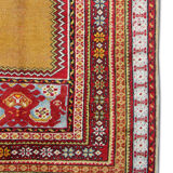 Tapis jaune en laine rouge turc fait à la main dans la région anatolienne orientale- 160x183cm