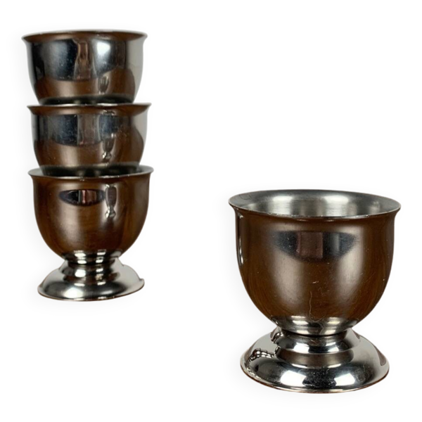 Lot de 4 coquetier en inox, 1970