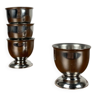 Set of 4 stainless steel egg cups, 1970
