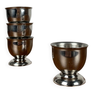 Lot de 4 coquetier en inox, 1970