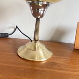 Table lamp in brass and golden smoked glass globe LAMP-7414