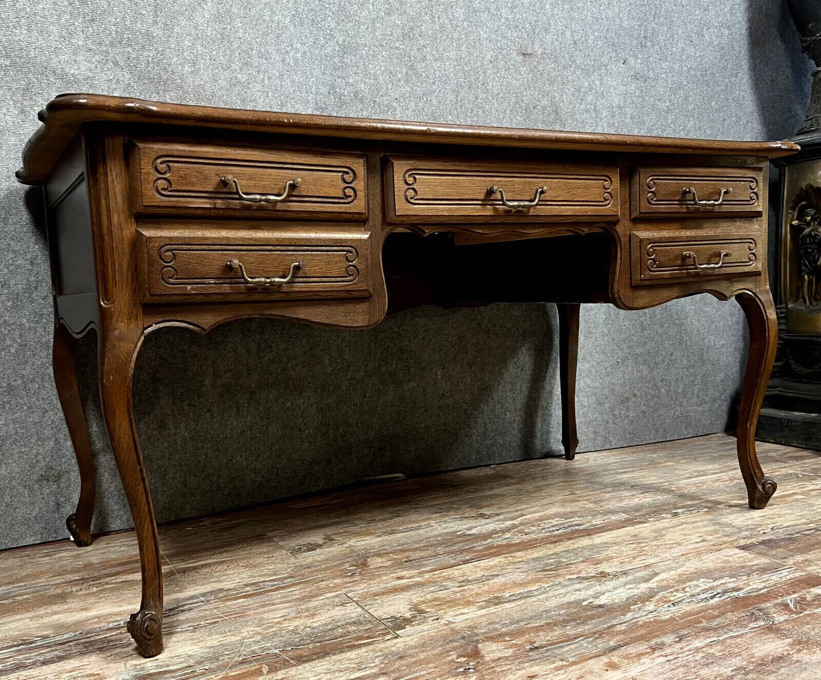 Bureau de centre style louis XV en chêne vers 1950