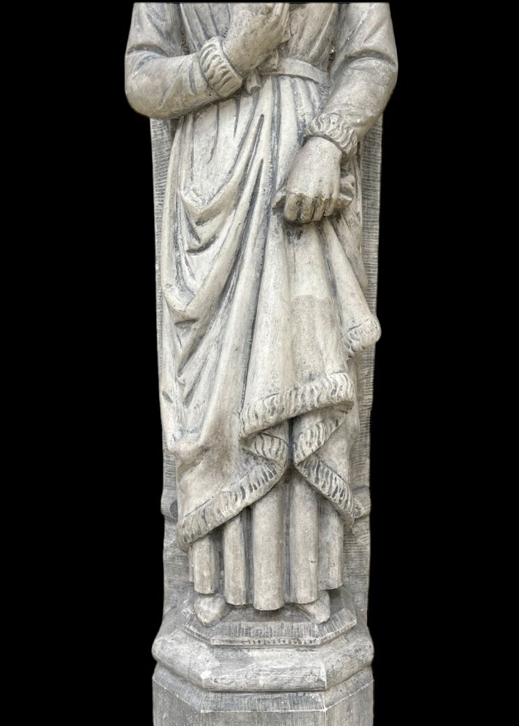 Neo-Gothic stone fireplace