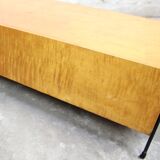 Vintage wood and lacquered metal storage unit.