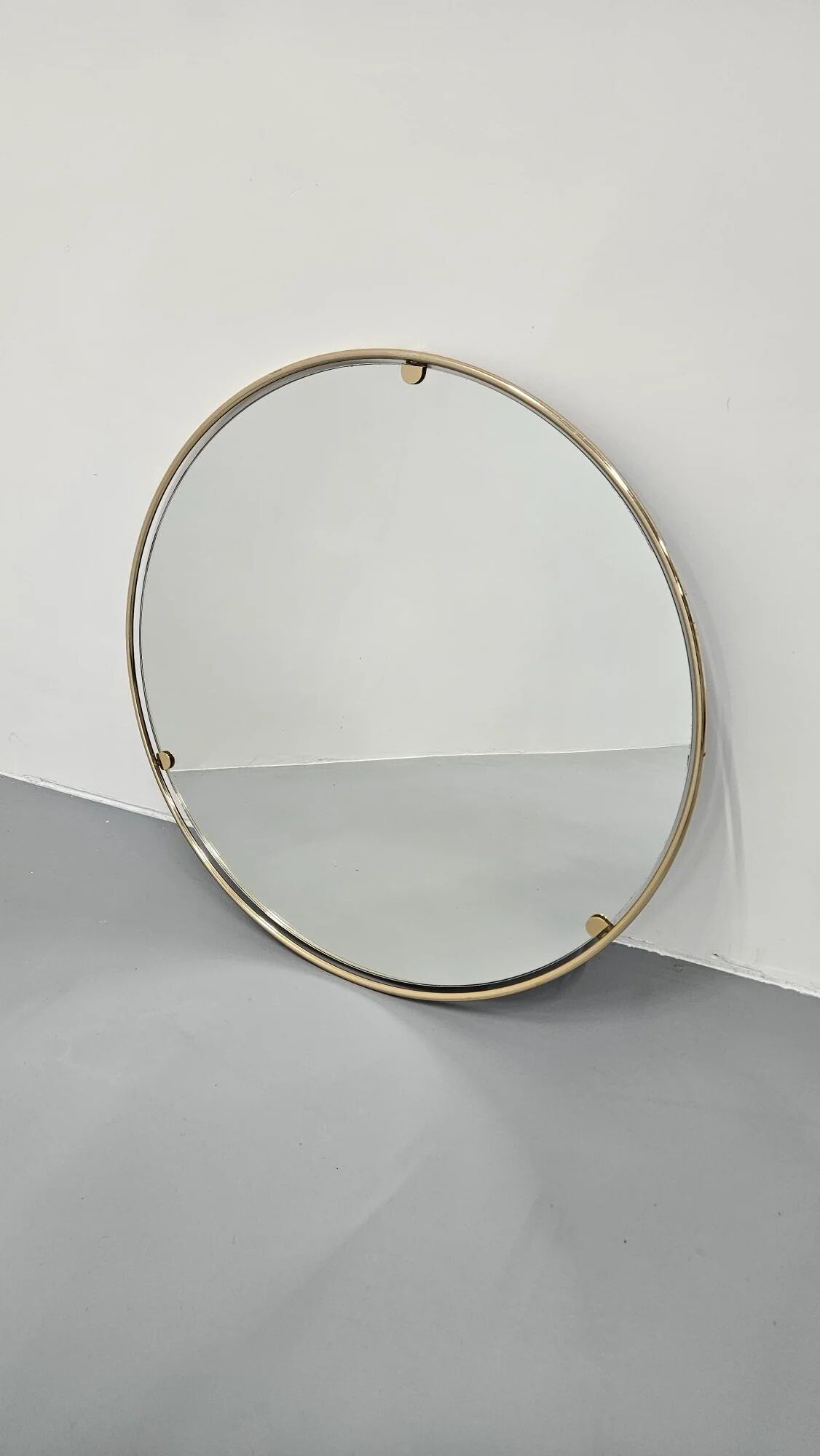 Italian 1960s solid brass wall mirror with original patina – Milan nightlife provenance