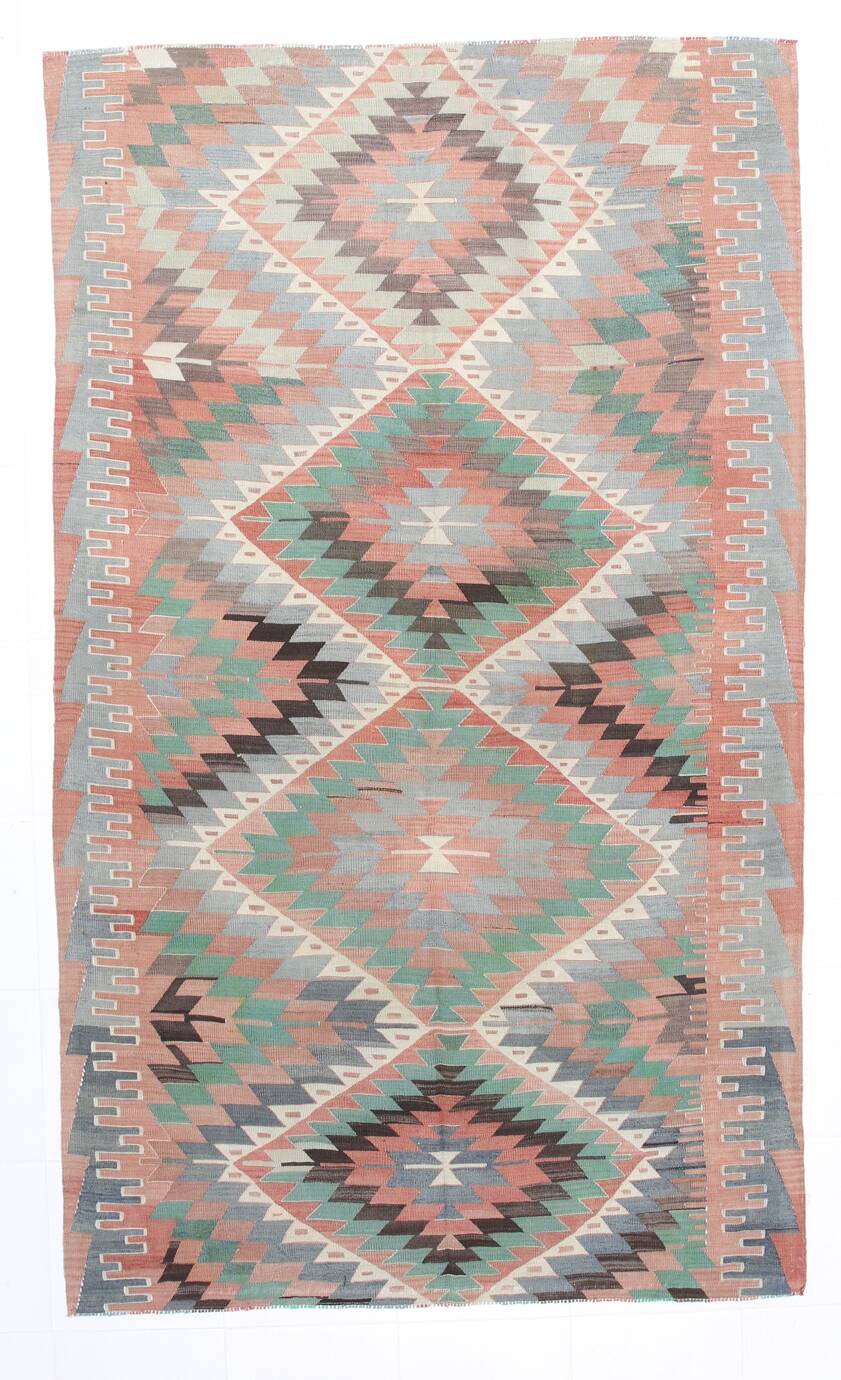 6x10 Decorative Rug, Soft Vintage Kilim Rug, Mint Green Area Kilim Rug,